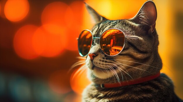 Cat Wearing Sunglasses Beautiful Cat with orange eyes