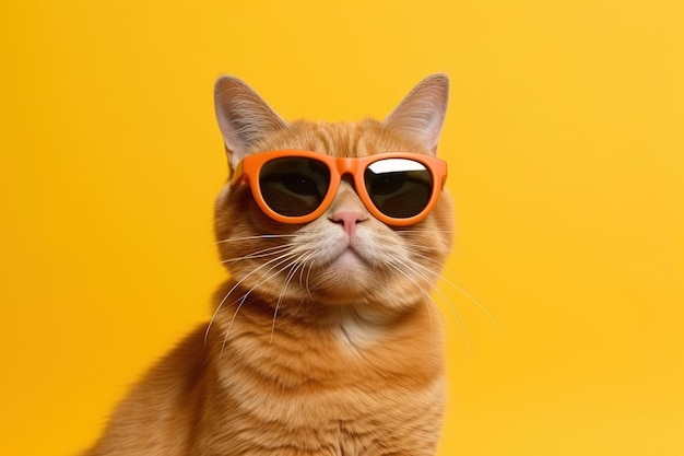 A cat wearing sunglasses that says'cat'on it '