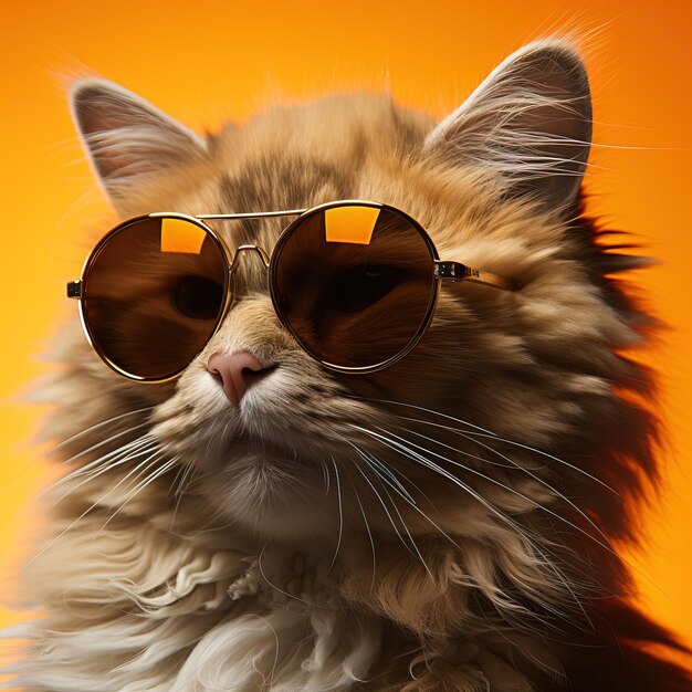 A cat wearing sunglasses with a picture of a cat on the top