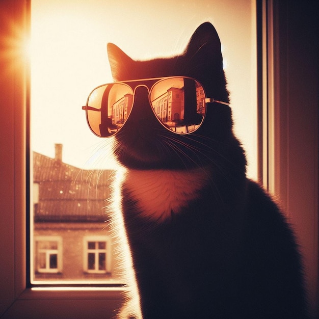 A cat wearing sunglasses