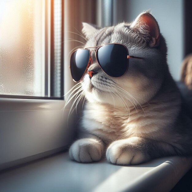 A cat wearing sunglasses