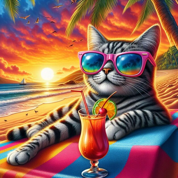 Photo a cat wearing sunglasses