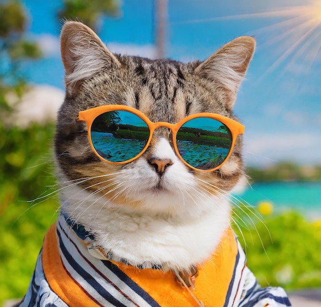 a cat wearing sunglasses