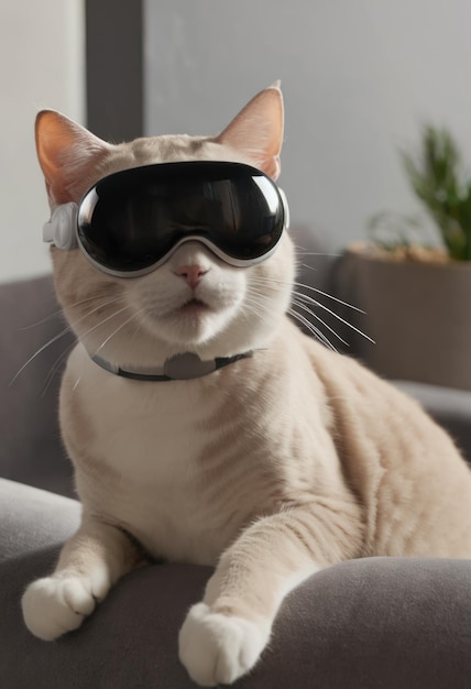 Photo cat wearing vision pro