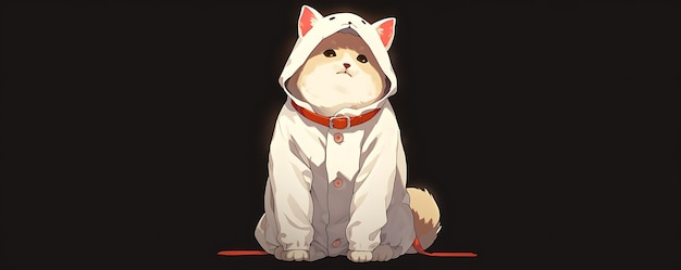 Photo a cat in a white hoodie with a red collar and a red collar