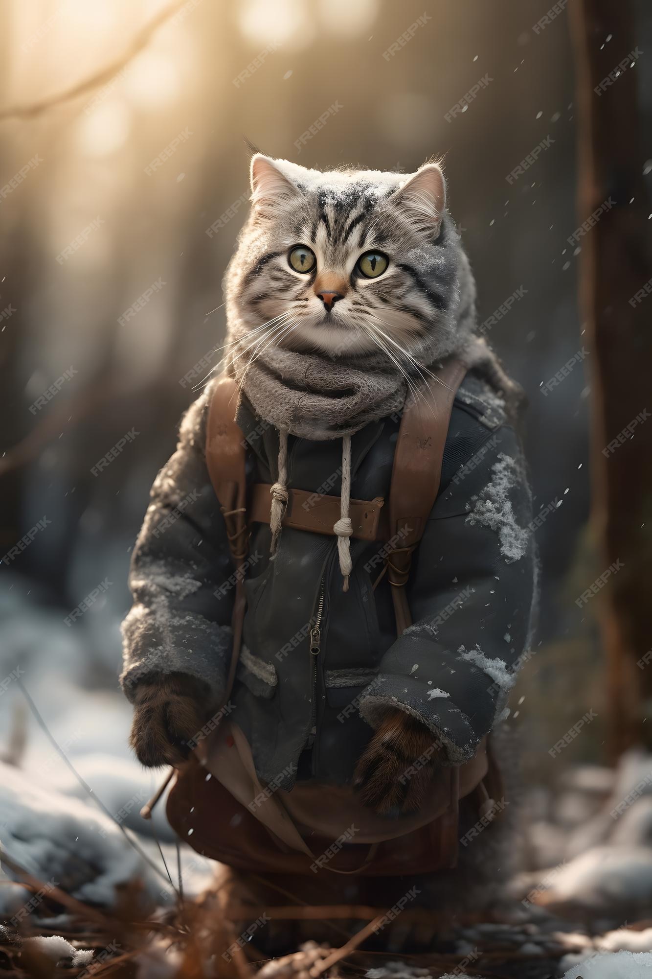 Premium Photo  A cat in a winter coat