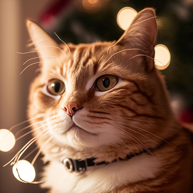 猫の冬の休日のクリスマスの装飾の背景