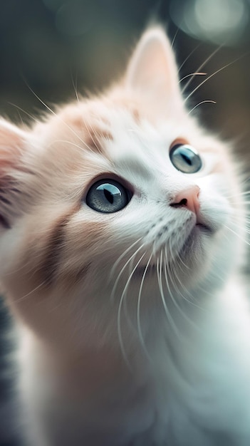 A cat with big blue eyes