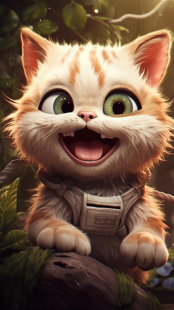 A cat with big eyes and a big smile