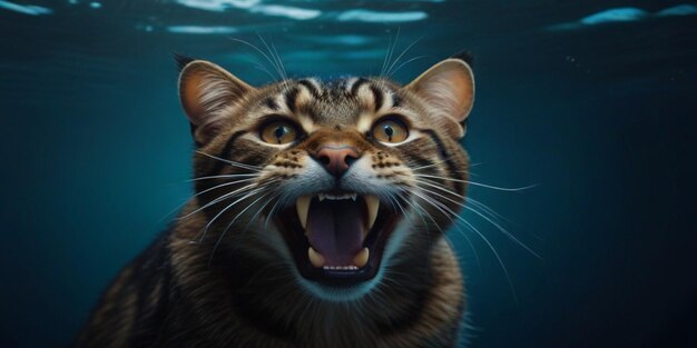 Photo a cat with a big mouth and the words quot cat quot on the bottom