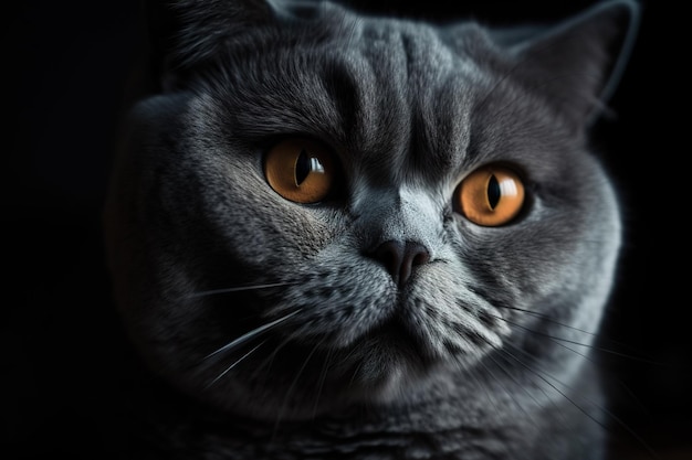 A cat with a black background