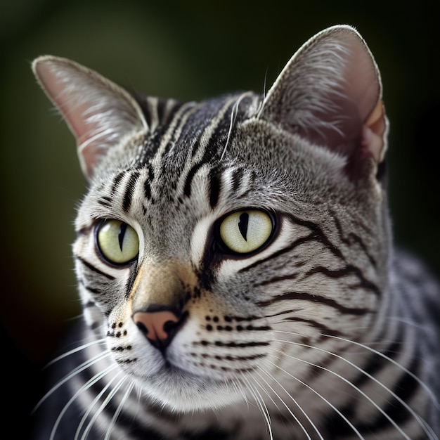 Foto un gatto con una faccia a strisce bianche e nere e occhi gialli.