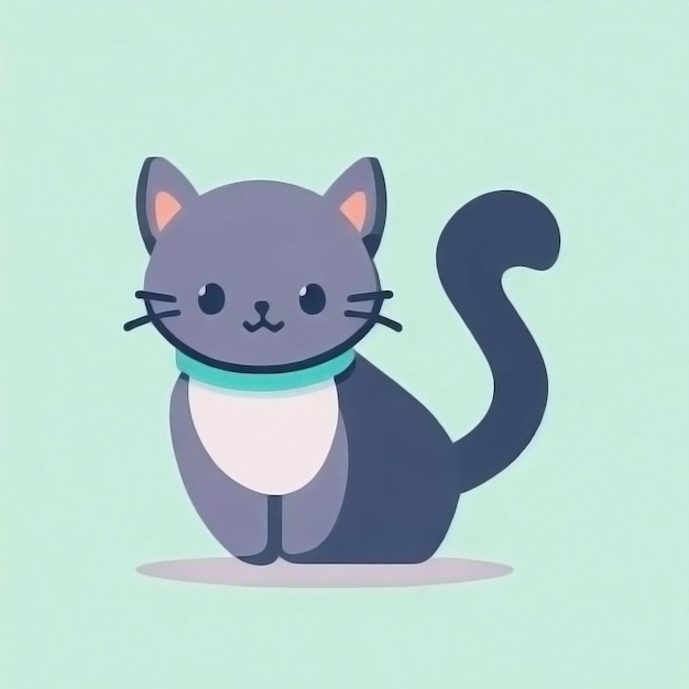 Photo a cat with a blue collar on a green background