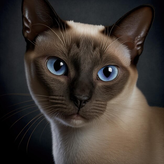 A cat with blue eyes is shown in a photo.