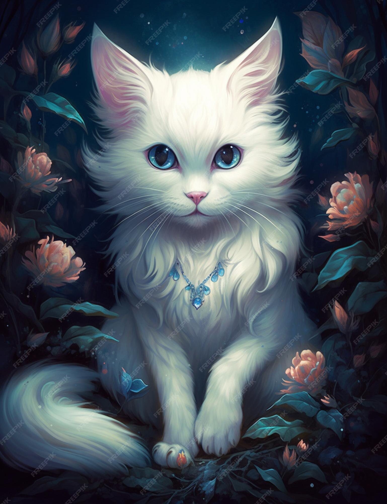 Premium AI Image A Cat With Blue Eyes Sits Among Flowers premium-ai-image-a-cat-with-blue-eyes-sits-among-flowers
