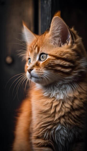 A cat with a brown stripe on its face