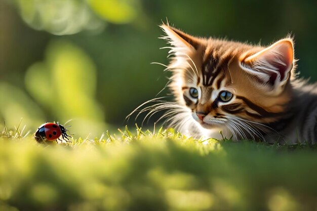 A cat with a butterfly on its head