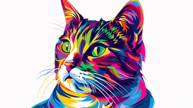 a cat with a colorful face is drawn by a cat