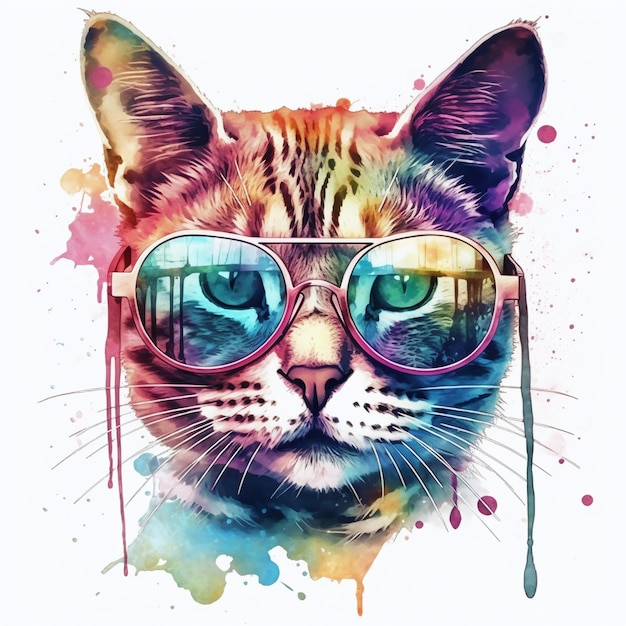 Cat with a colorful glasses by person