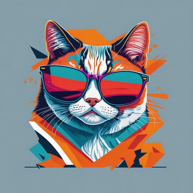 A cat with a colorful glasses on it