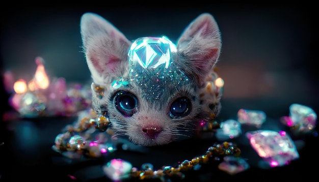 A cat with a diamond on its head