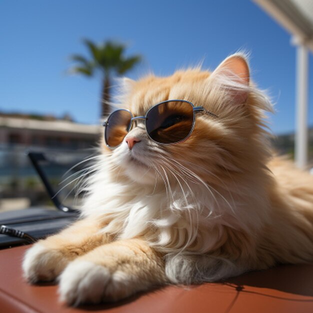 A cat with fashion sunglasses