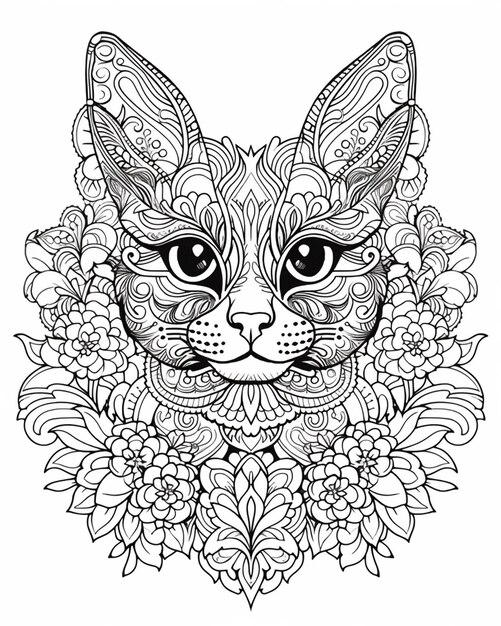 a cat with a floral pattern on its face. generative ai.