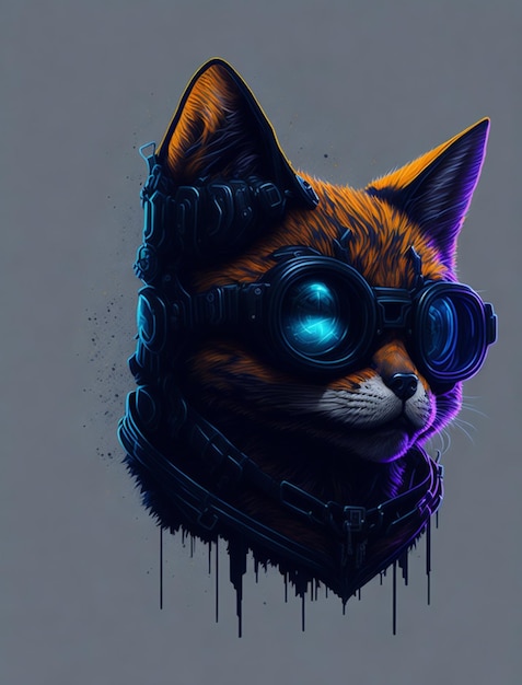 A cat with a goggles and a helmet that says039cat039on it