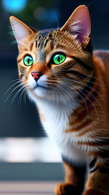 Photo a cat with green eyes is looking at the camera.