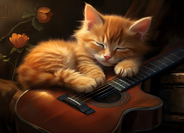 cat with guitar