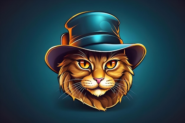 Cat with hat mascot logo