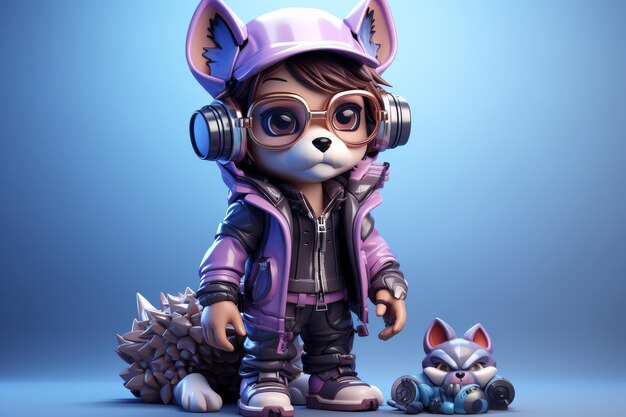 Cat With Headphones Next to Toy