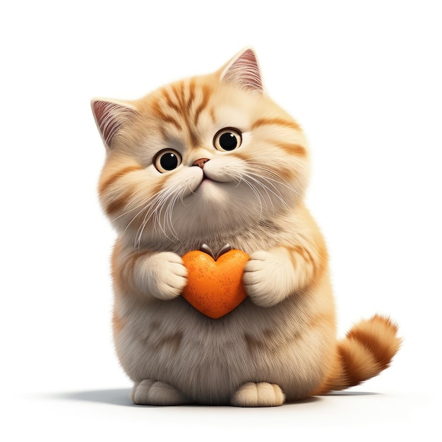 a cat with a heart in its paws