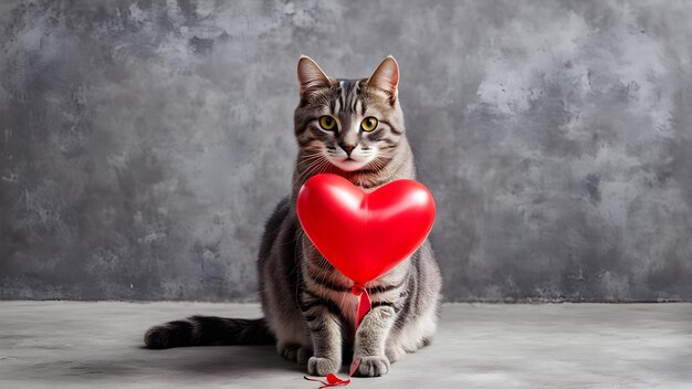 Photo a cat with a heart shaped balloon that says quot love quot