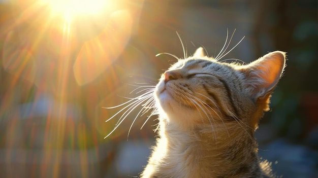 A cat with its eyes closed basking in the sunlight