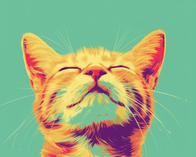 Photo a cat with its eyes closed in a pop art style