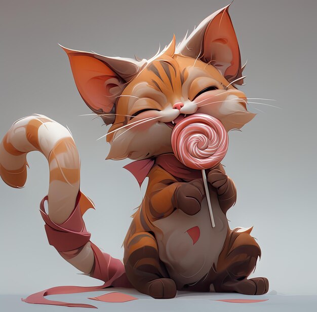 Photo cat with lollipop