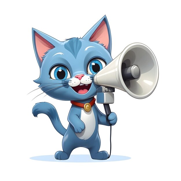 Cat with megaphone Funny cat with speaker Feline communication Megaphonecarrying cat Clever cat