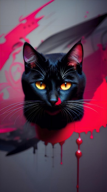 Cat with A mesmerizing dark destruction abstract