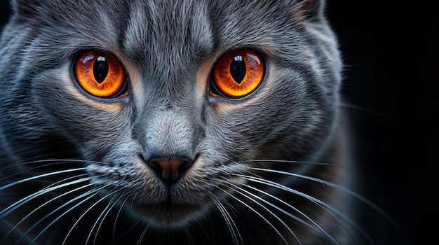 a cat with orange eyes and orange eyes