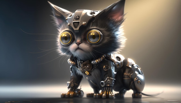 Foto un gatto con sopra un costume da robot