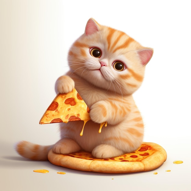 a cat with a slice of pizza on its head