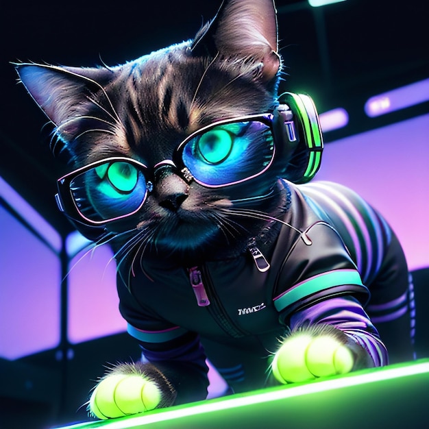 Cat with sportwear futuristic