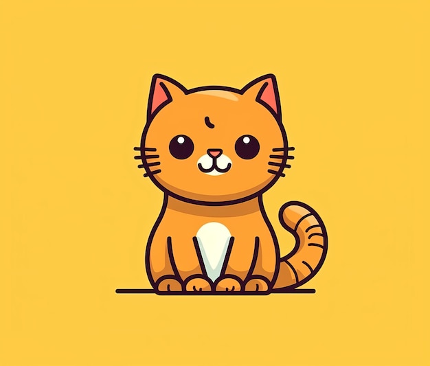 Cat with a star on his tail sitting on a yellow background