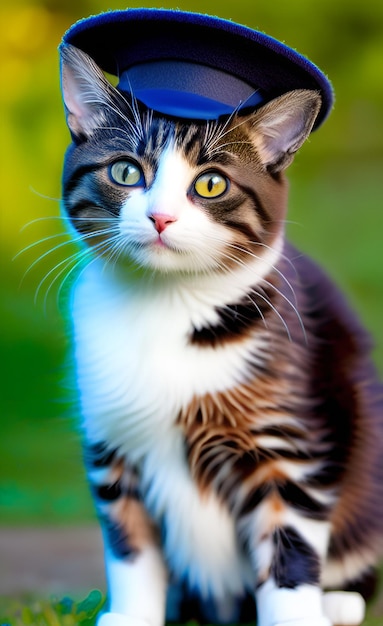 A cat with a striped body and stripes on its face