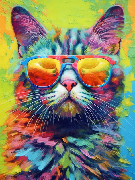 A cat with sunglasses on it