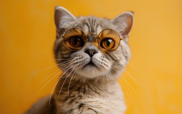 cat with sunglasses on a professional background