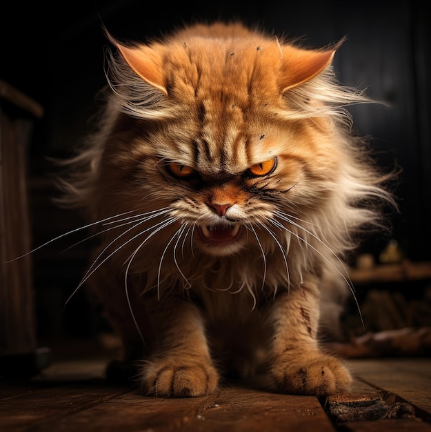 Premium AI Image  A cat with an angry expression on its face