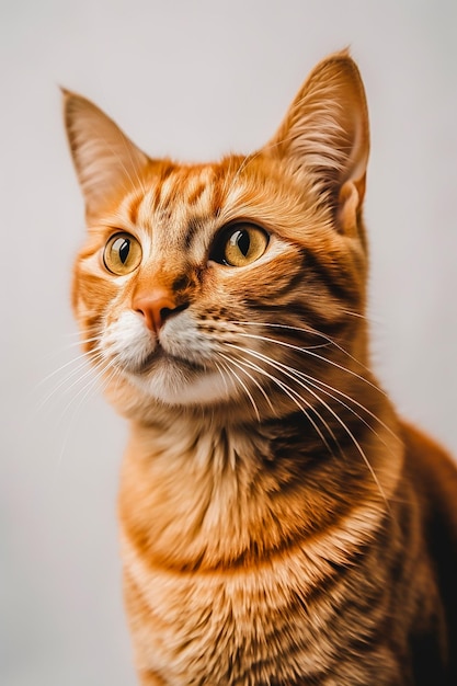 Un gatto con uno sfondo bianco