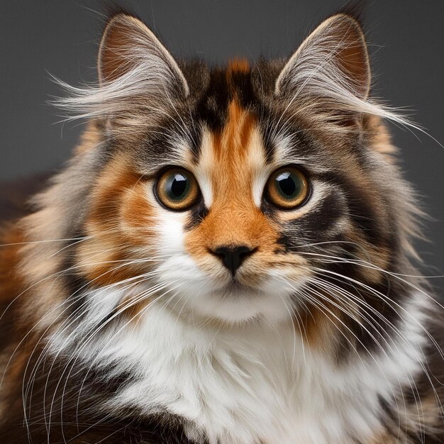 Foto un gatto con un petto bianco e una faccia nera e arancione